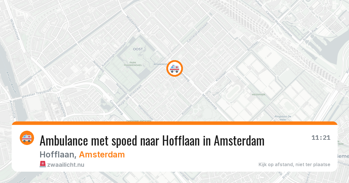 Ambulance met spoed naar Hofflaan in Amsterdam — 18 mei 2026