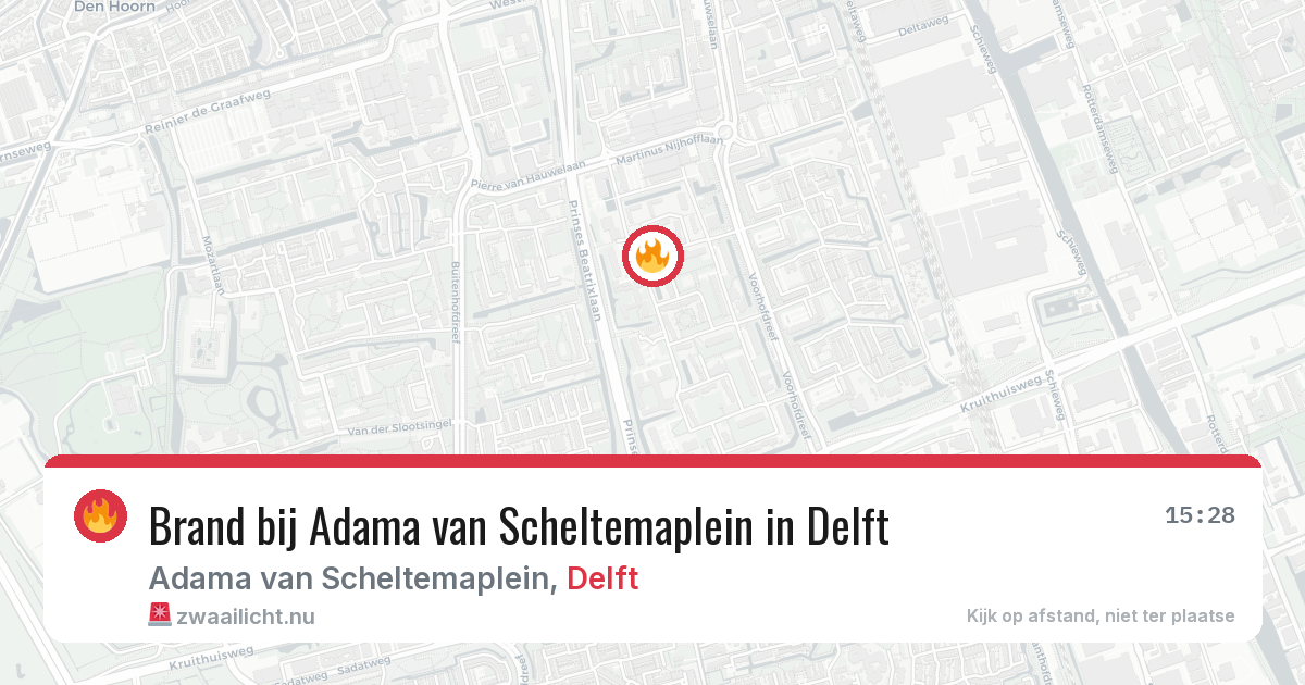 Brand bij Adama van Scheltemaplein in Delft — 19 jul 2026