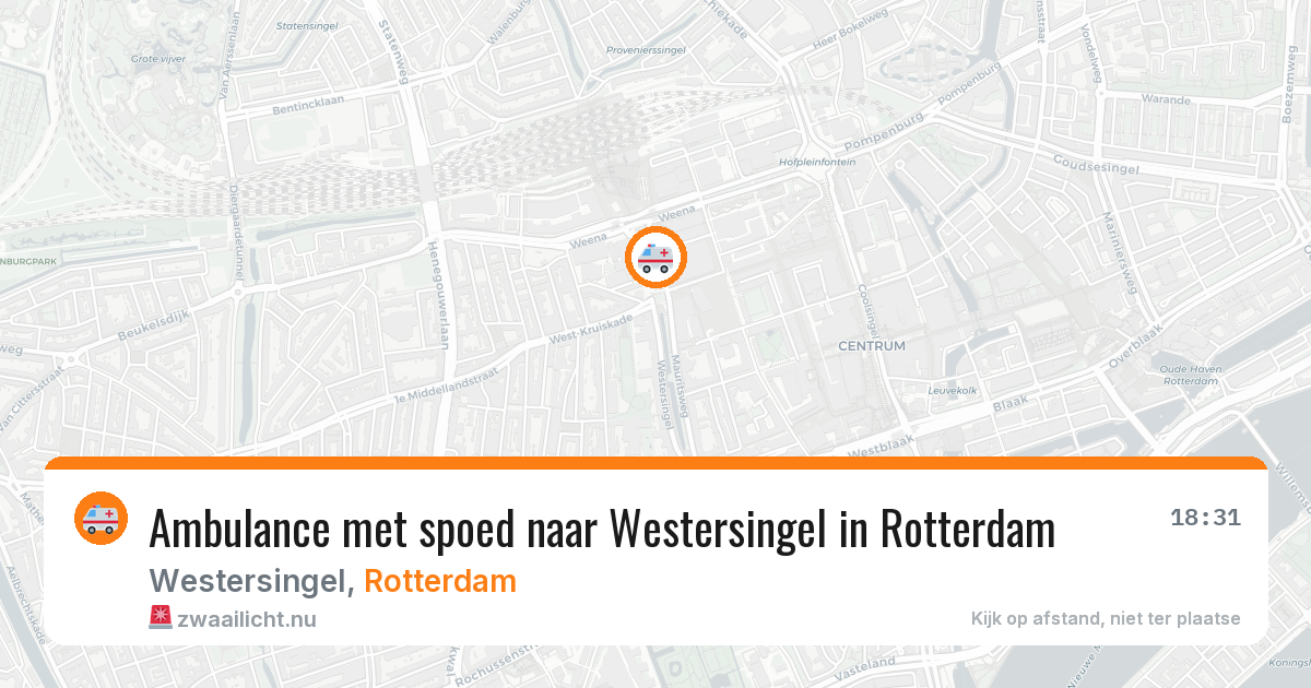Ambulance met spoed naar Westersingel in Rotterdam — 21 jul 2026