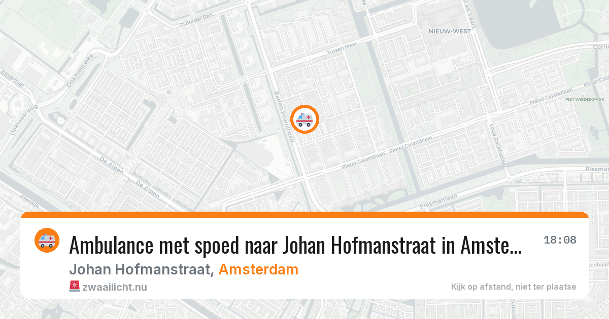 Ambulance met spoed naar Johan Hofmanstraat in Amsterdam — 15 jul 2026
