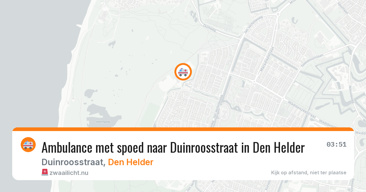 Ambulance met spoed naar Duinroosstraat in Den Helder — 21 jul 2026