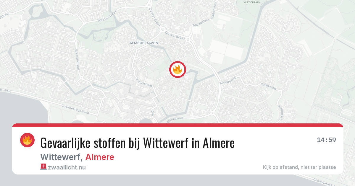 Gevaarlijke stoffen bij Wittewerf in Almere — 1 apr 2026