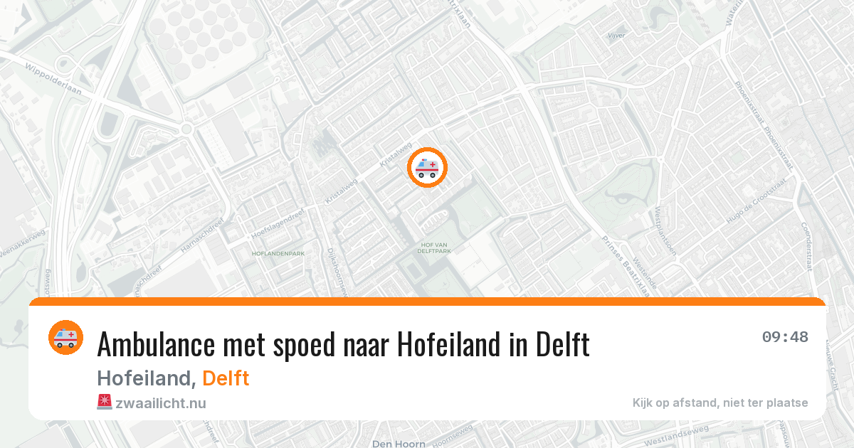 Ambulance met spoed naar Hofeiland in Delft — 6 mei 2026