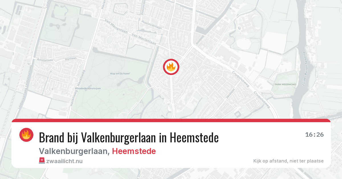 Brand bij Valkenburgerlaan in Heemstede — 1 jun 2026