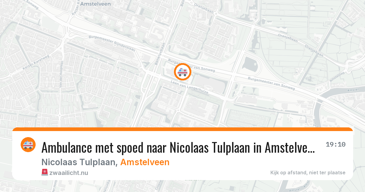 Ambulance met spoed naar Nicolaas Tulplaan in Amstelveen — 14 jul 2026