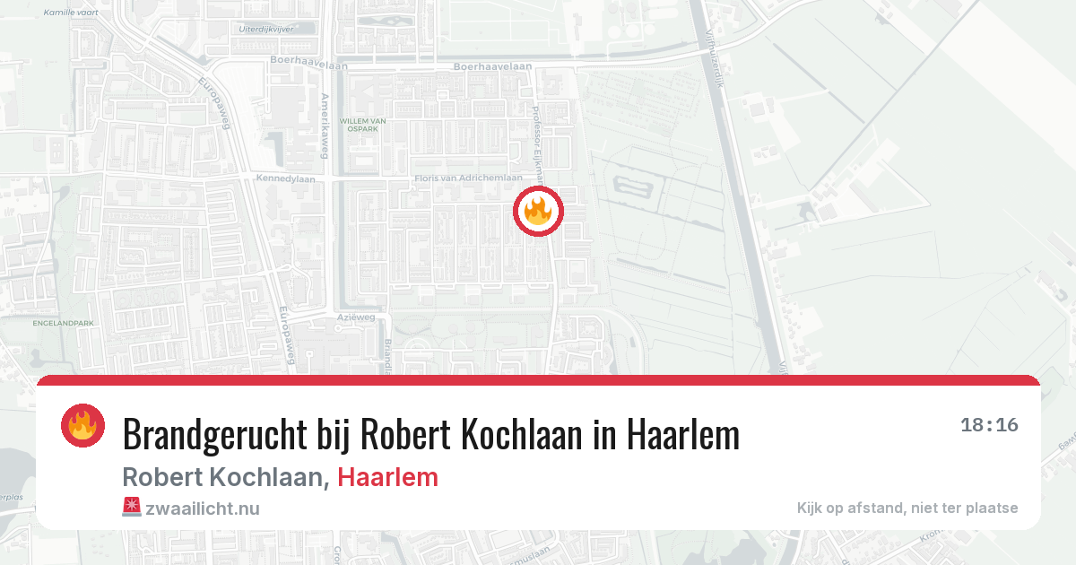 Brandgerucht bij Robert Kochlaan in Haarlem — 9 jul 2026