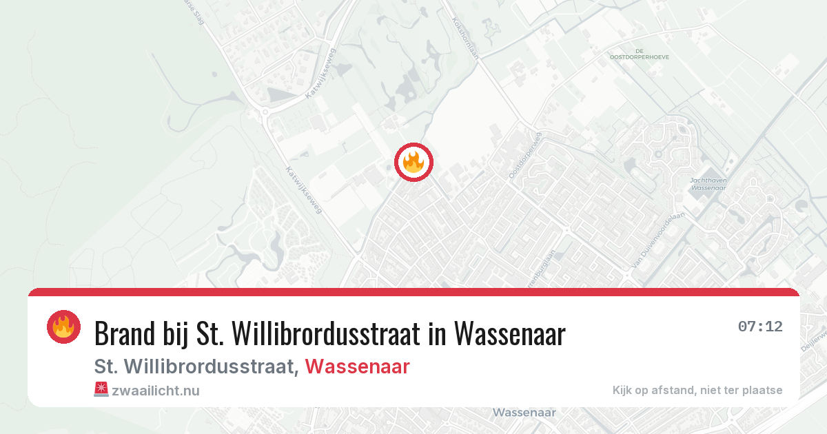Brand bij St. Willibrordusstraat in Wassenaar — 18 jul 2026