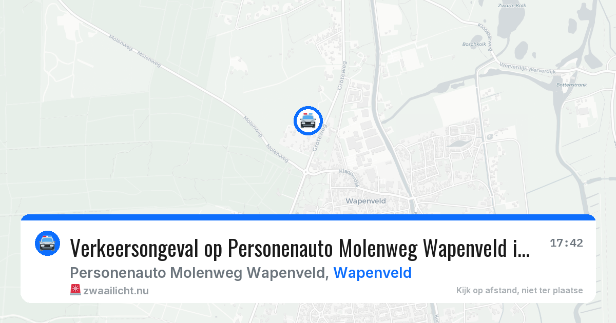 Verkeersongeval op Personenauto Molenweg Wapenveld in Wapenveld — 2 jul 2026