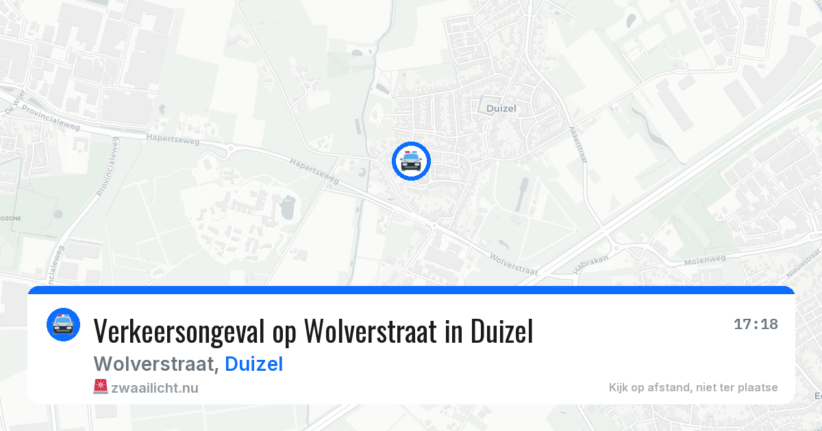 Verkeersongeval op Wolverstraat in Duizel — 27 apr 2026