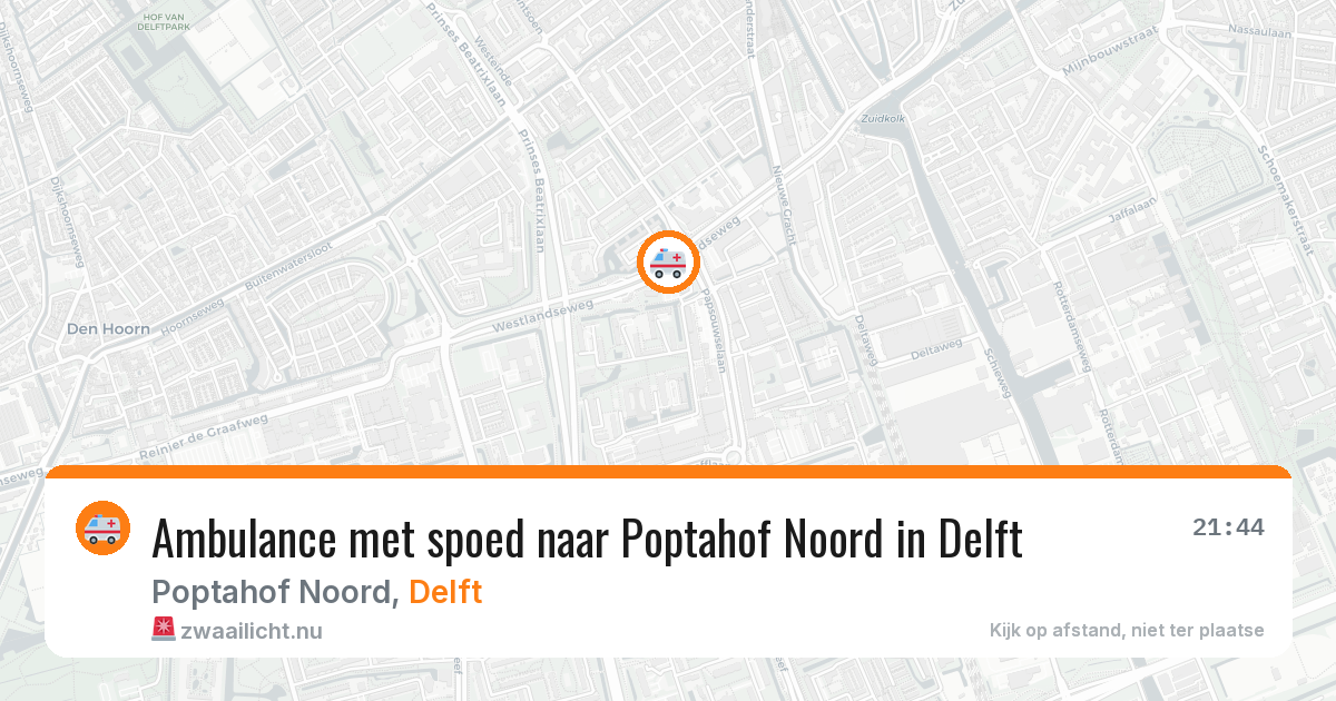 Ambulance met spoed naar Poptahof Noord in Delft — 14 apr 2026