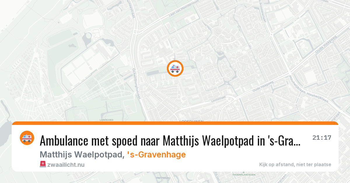 Ambulance met spoed naar Matthijs Waelpotpad in 's-Gravenhage — 26 jul 2026