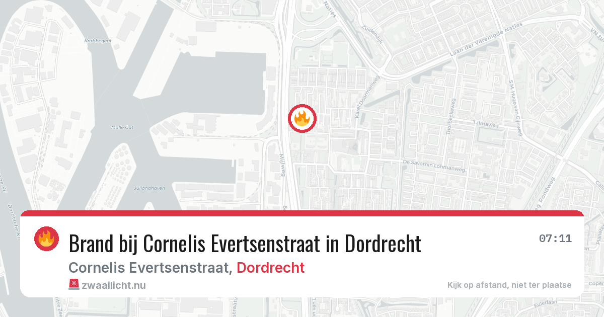 Brand bij Cornelis Evertsenstraat in Dordrecht — 16 jul 2026