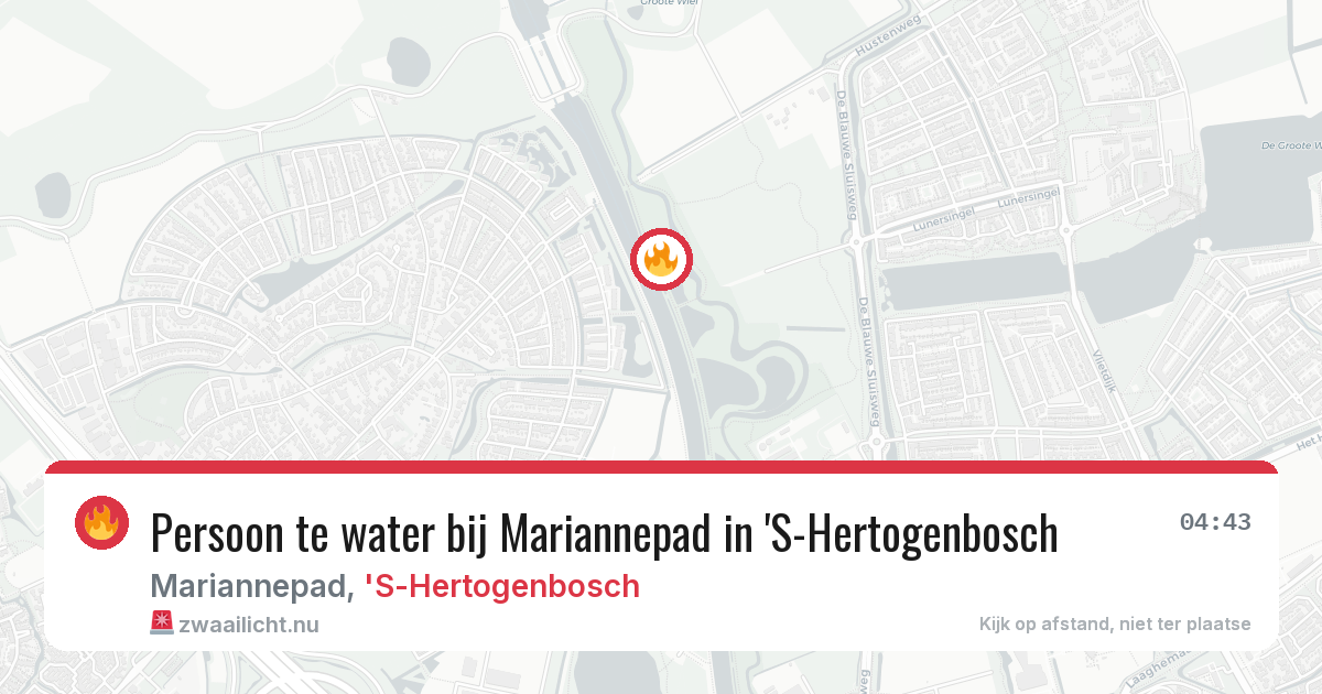 Persoon te water bij Mariannepad in 'S-Hertogenbosch — 5 apr 2026