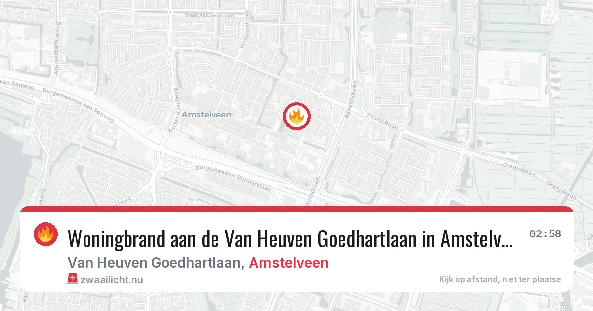 Woningbrand aan de Van Heuven Goedhartlaan in Amstelveen — 18 mei 2026