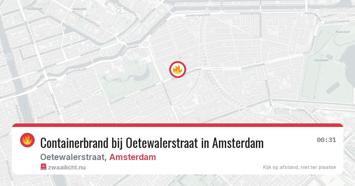 Containerbrand bij Oetewalerstraat in Amsterdam — 14 jul 2026
