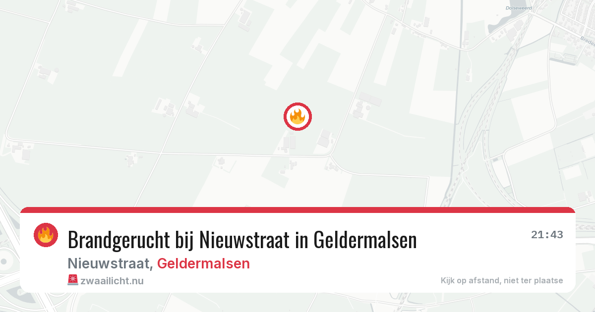 Brandgerucht bij Nieuwstraat in Geldermalsen — 10 jul 2026
