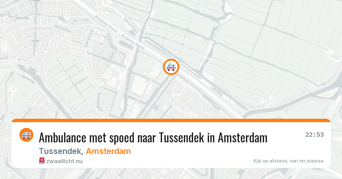 Ambulance met spoed naar Tussendek in Amsterdam — 22 mrt 2026