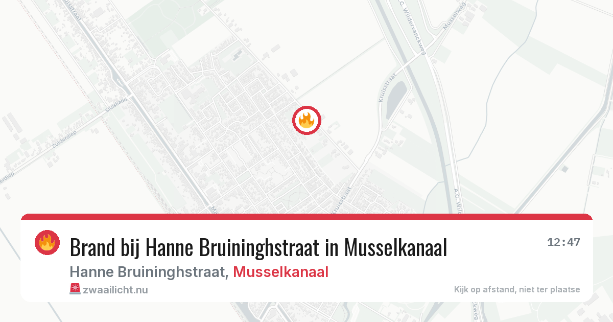 Brand bij Hanne Bruininghstraat in Musselkanaal — 21 mrt 2026