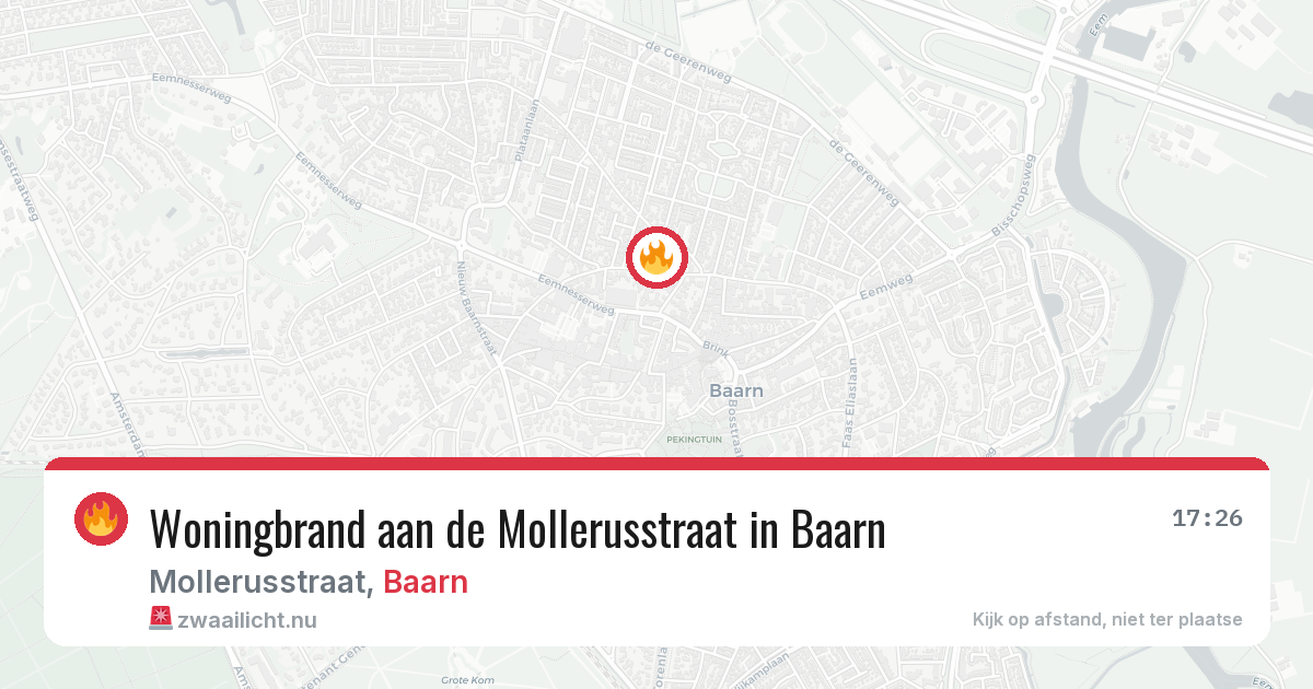 Woningbrand aan de Mollerusstraat in Baarn — 14 jul 2026