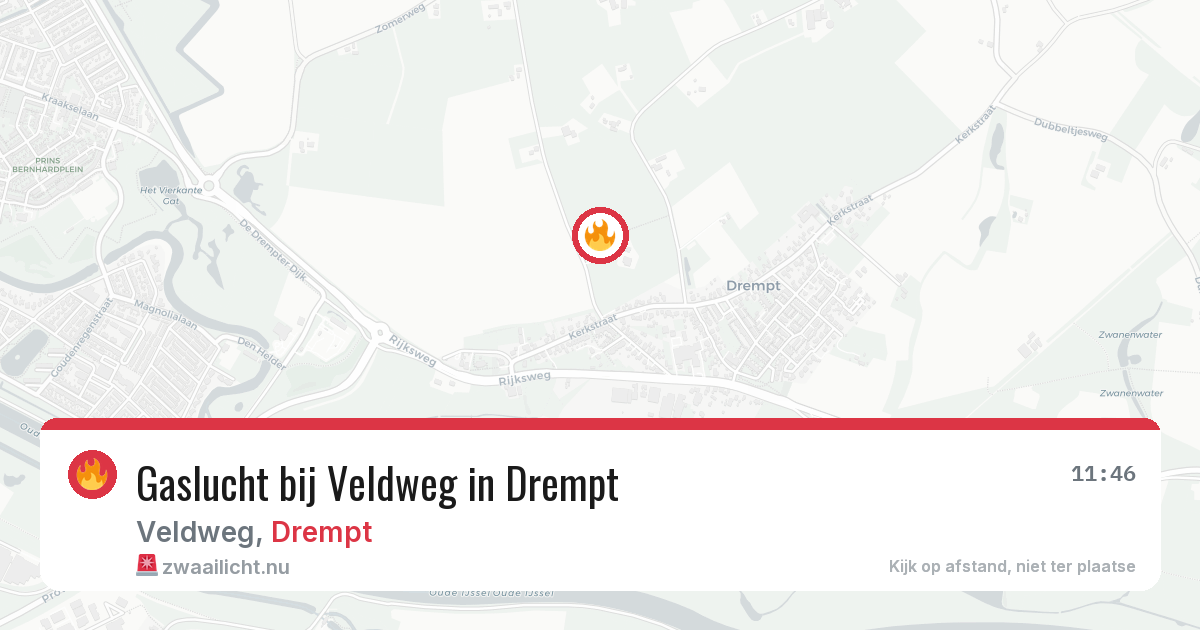 Gaslucht bij Veldweg in Drempt — 8 jul 2026