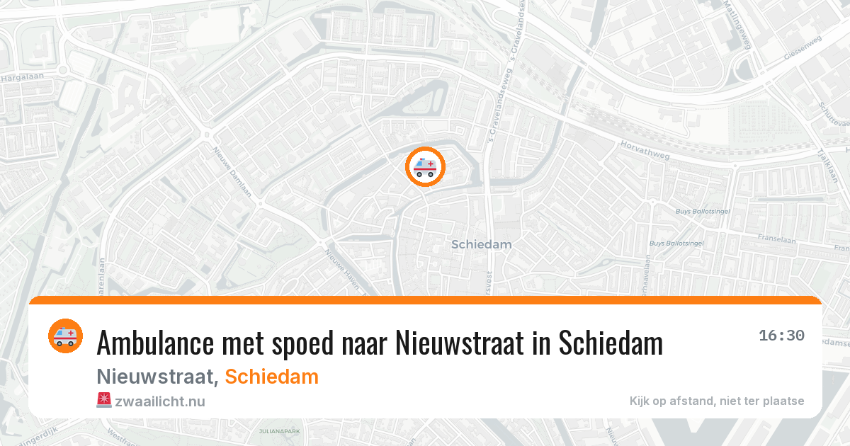 Ambulance met spoed naar Nieuwstraat in Schiedam — 21 apr 2026