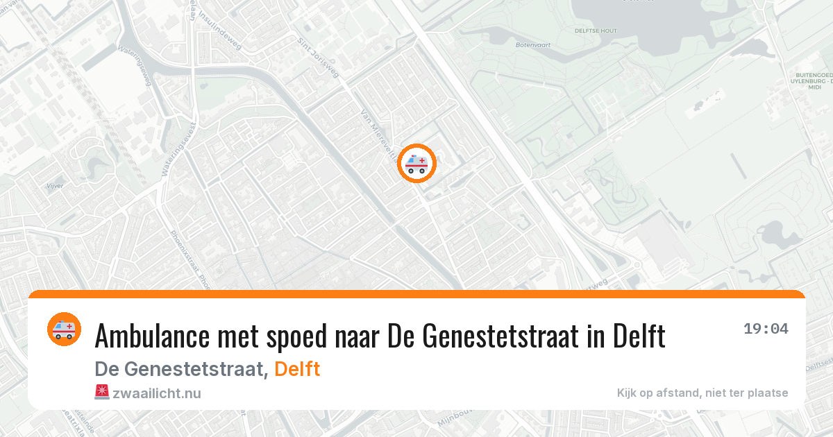 Ambulance met spoed naar De Genestetstraat in Delft — 24 jul 2026
