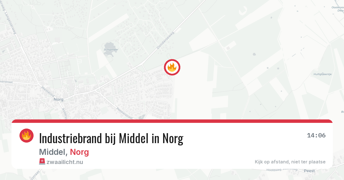 Industriebrand bij Middel in Norg — 7 jun 2026