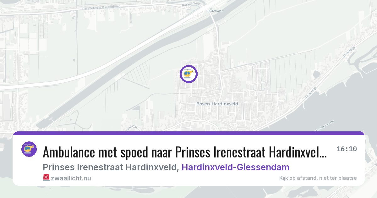 Ambulance met spoed naar Prinses Irenestraat Hardinxveld in Hardinxveld-Giessendam — 20 jul 2026