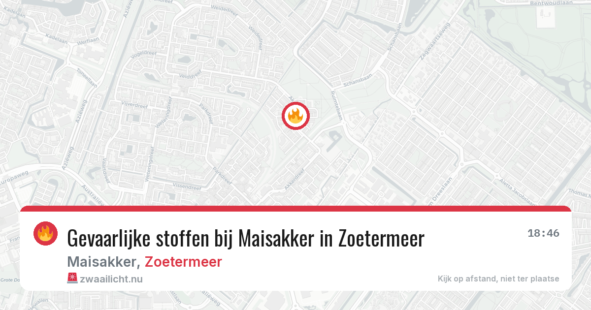 Gevaarlijke stoffen bij Maisakker in Zoetermeer — 15 mei 2026