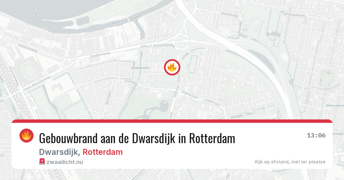 Gebouwbrand aan de Dwarsdijk in Rotterdam — 21 jul 2026