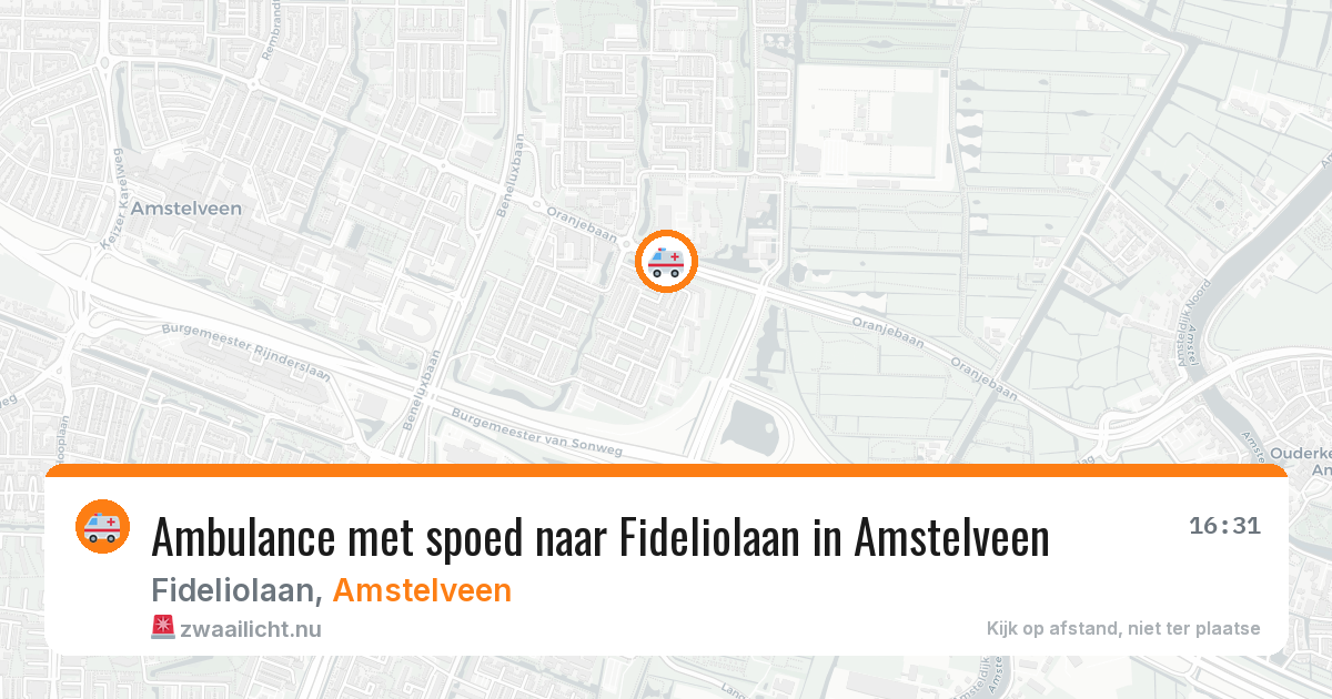 Ambulance met spoed naar Fideliolaan in Amstelveen — 21 mrt 2026