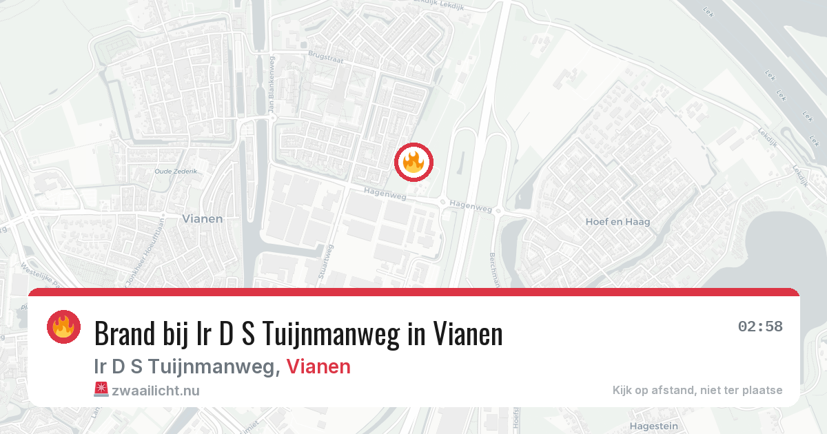 Brand bij Ir D S Tuijnmanweg in Vianen — 16 jul 2026