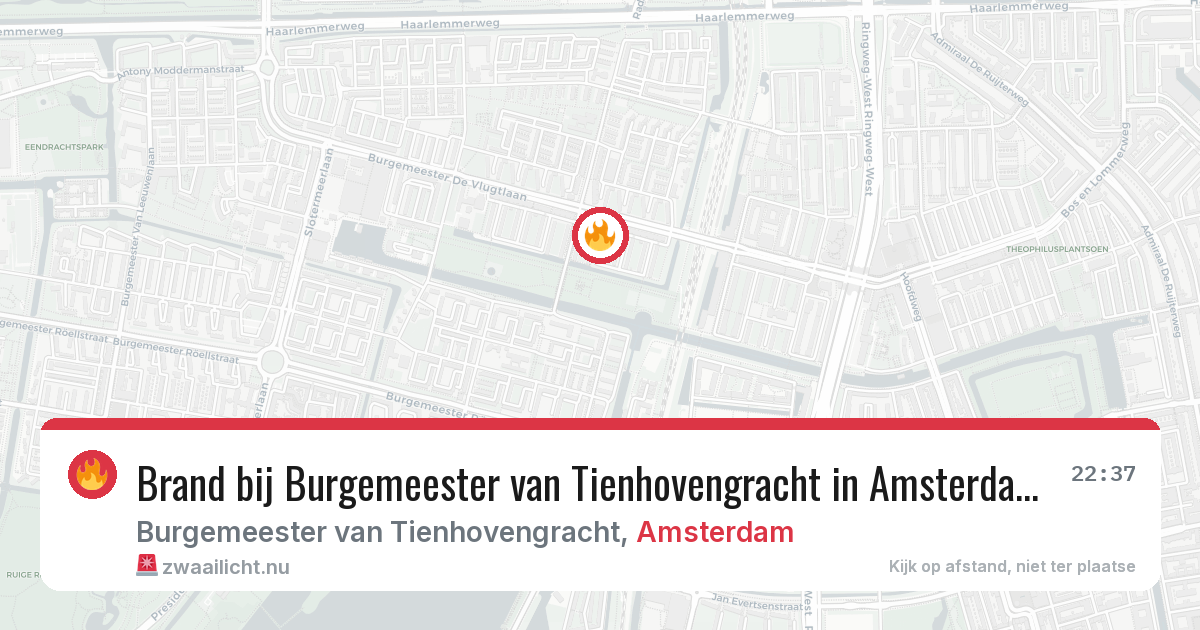 Brand bij Burgemeester van Tienhovengracht in Amsterdam — 14 jul 2026