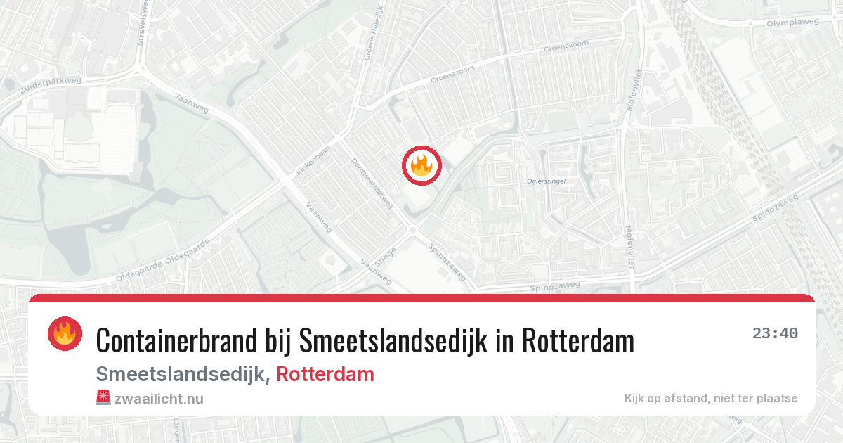 Containerbrand bij Smeetslandsedijk in Rotterdam — 19 mei 2026