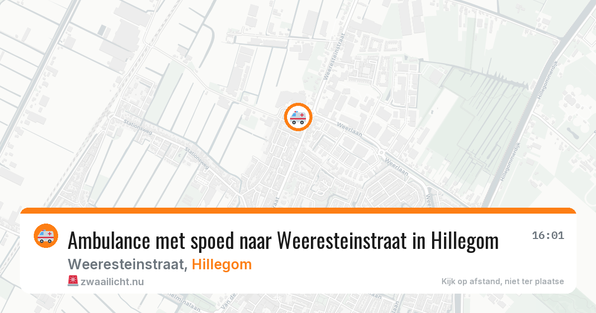 Ambulance met spoed naar Weeresteinstraat in Hillegom — 16 jul 2026