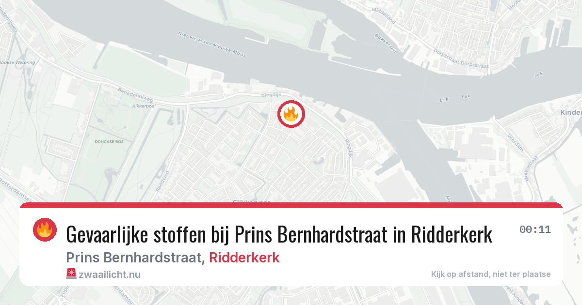 Gevaarlijke stoffen bij Prins Bernhardstraat in Ridderkerk — 14 jul 2026
