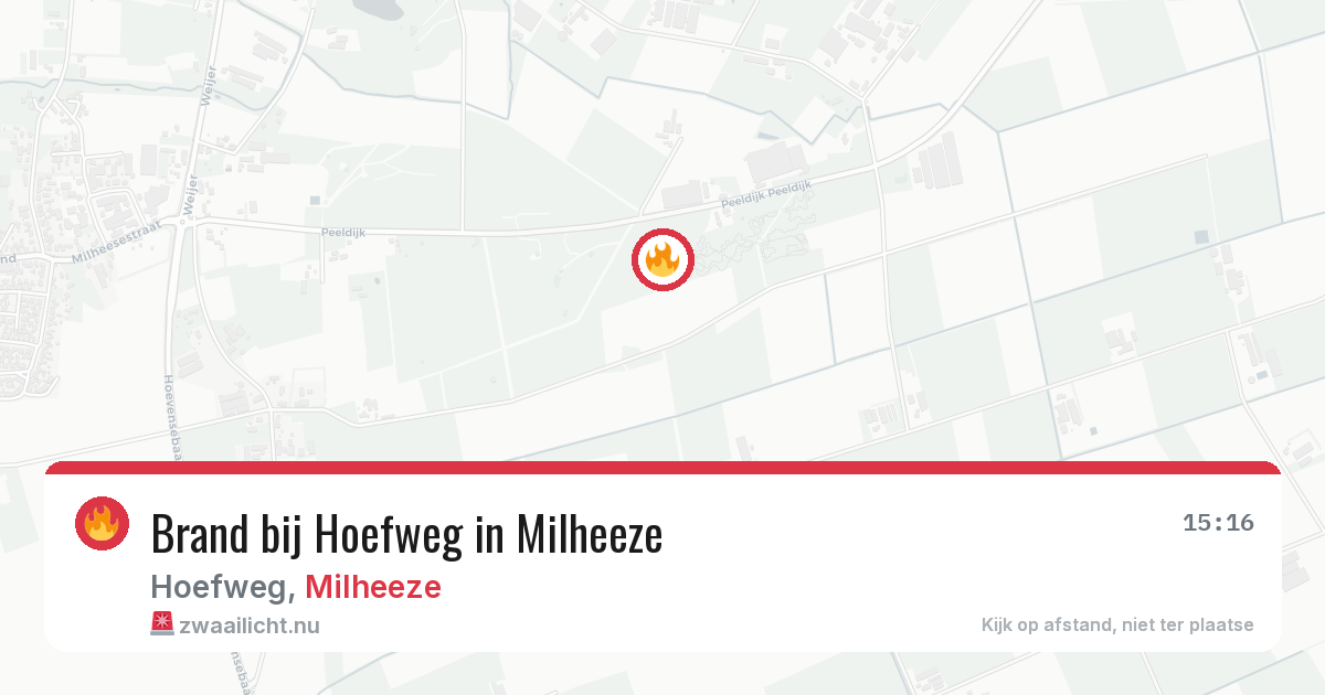 Brand bij Hoefweg in Milheeze — 16 mrt 2026