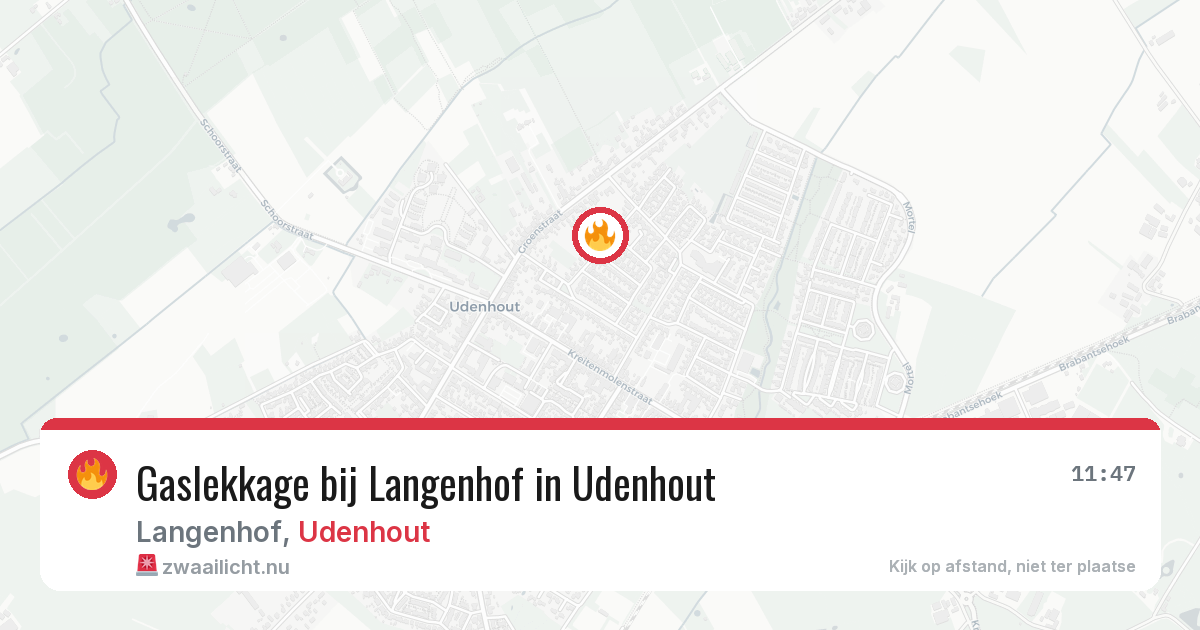Gaslekkage bij Langenhof in Udenhout — 21 apr 2026