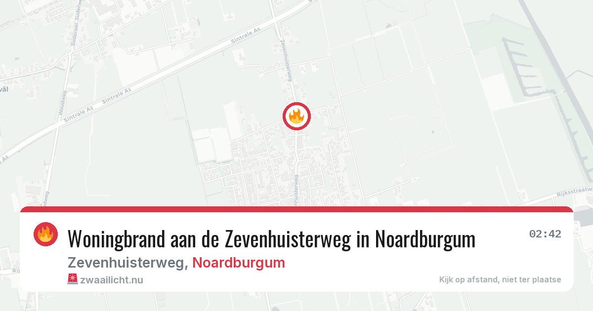Woningbrand aan de Zevenhuisterweg in Noardburgum — 18 jul 2026