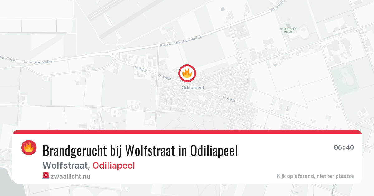 Brandgerucht bij Wolfstraat in Odiliapeel — 10 mei 2026