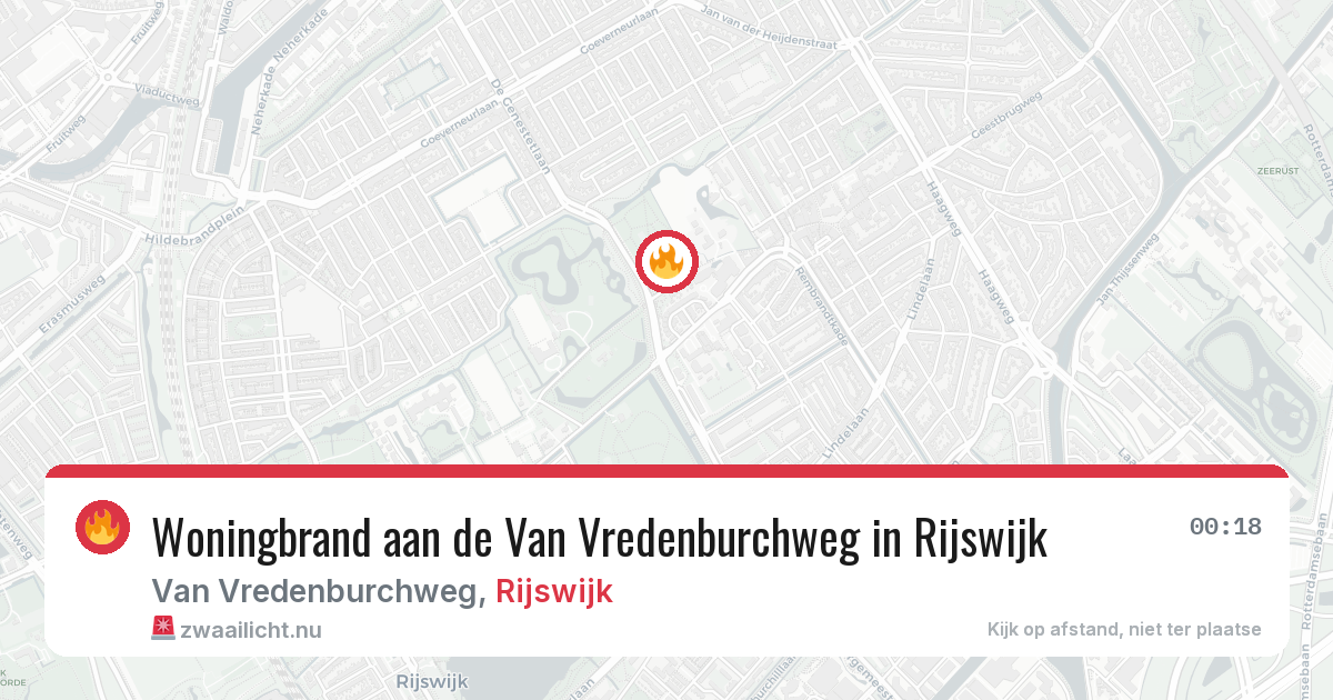 Woningbrand aan de Van Vredenburchweg in Rijswijk — 13 apr 2026