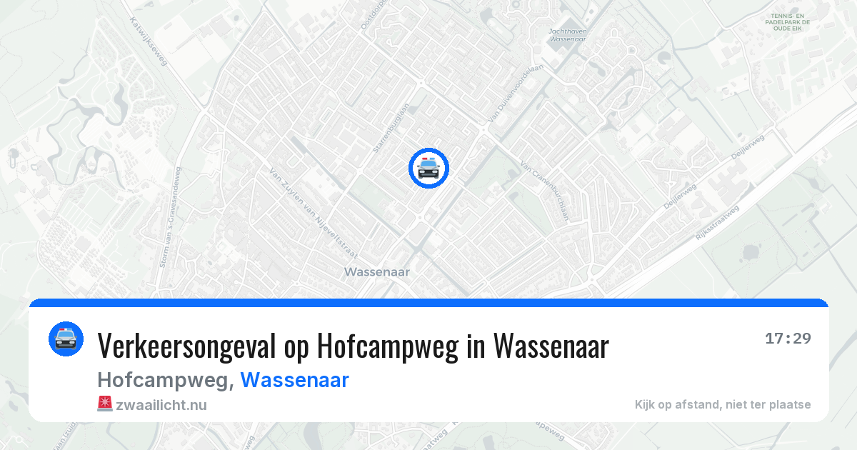 Verkeersongeval op Hofcampweg in Wassenaar — 17 jul 2026