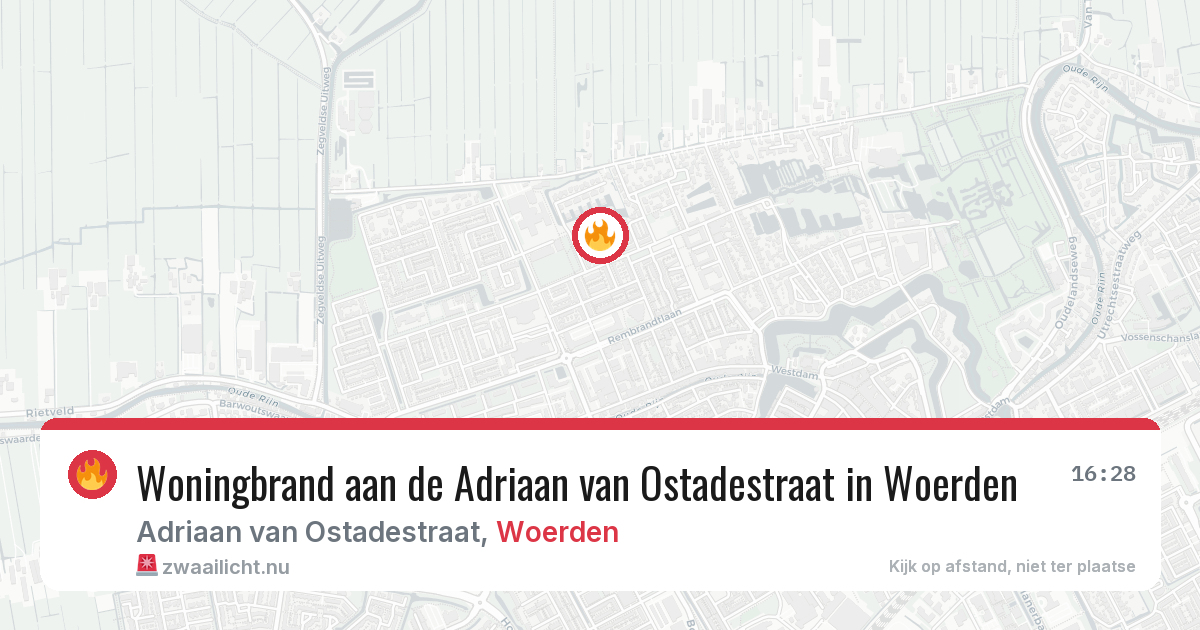 Woningbrand aan de Adriaan van Ostadestraat in Woerden — 25 jul 2026