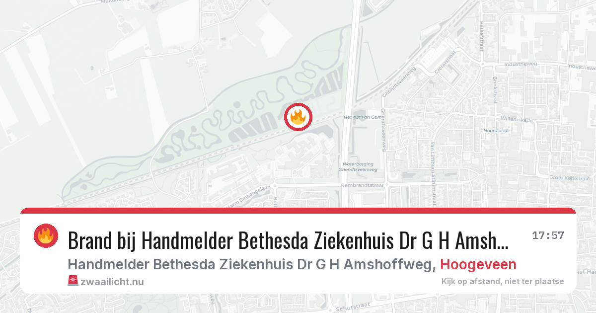 Brand bij Handmelder Bethesda Ziekenhuis Dr G H Amshoffweg in Hoogeveen — 13 apr 2026