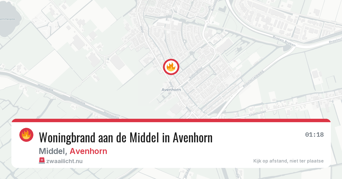Woningbrand aan de Middel in Avenhorn — 4 mei 2026