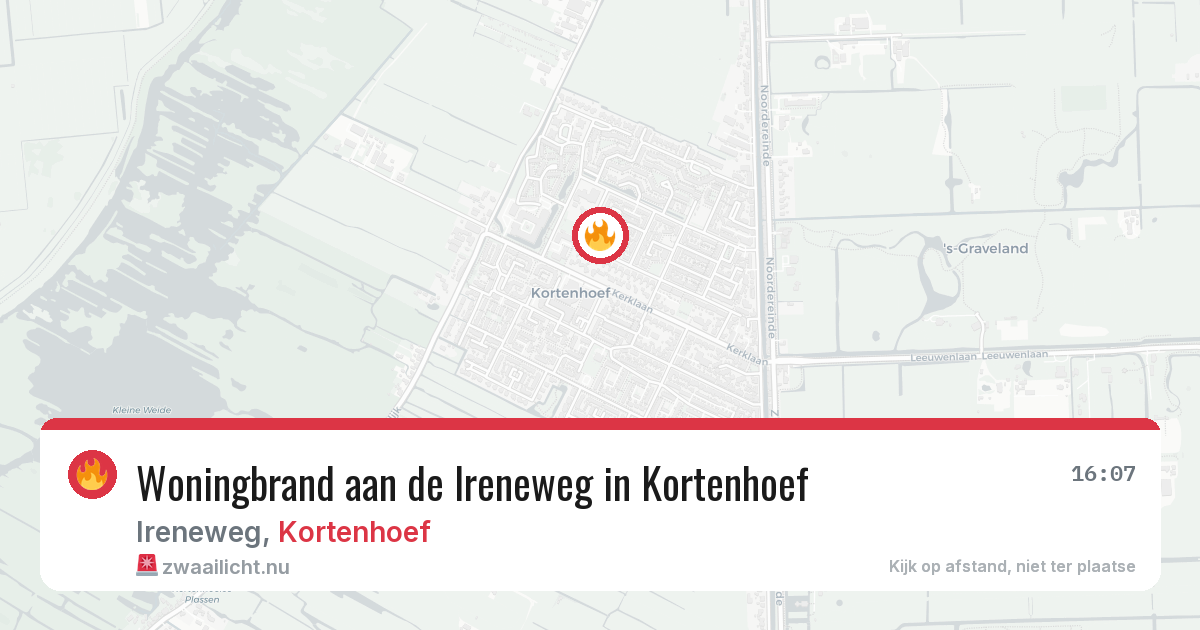 Woningbrand aan de Ireneweg in Kortenhoef — 24 mei 2026