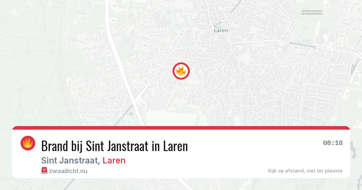 Brand bij Sint Janstraat in Laren — 19 jul 2026