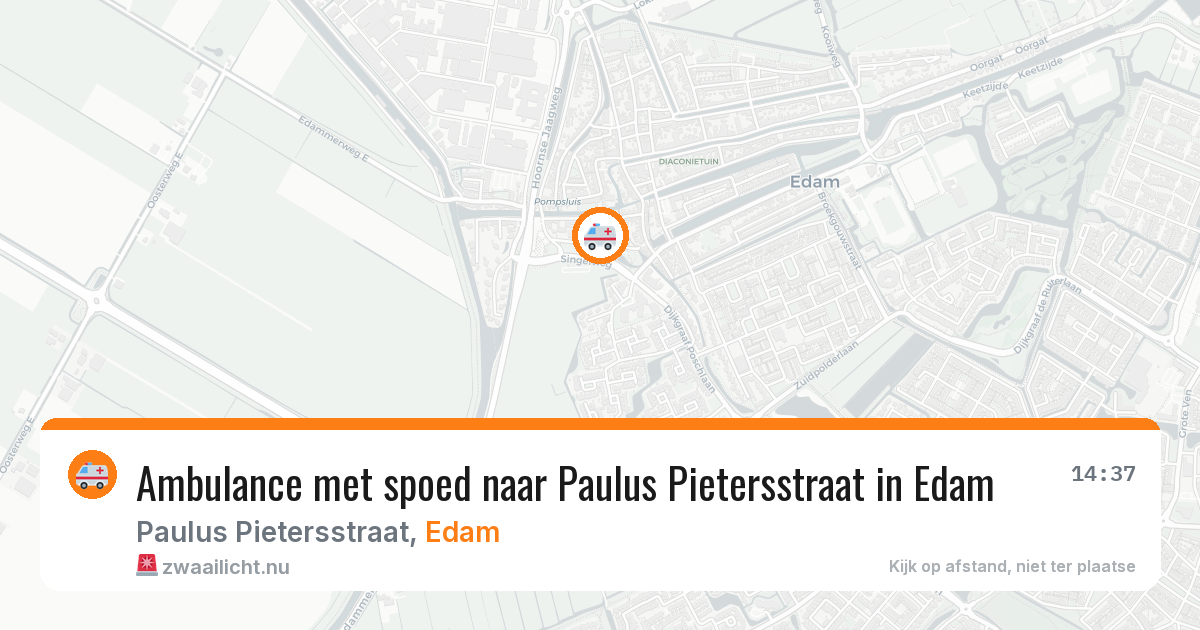 Ambulance met spoed naar Paulus Pietersstraat in Edam — 23 mrt 2026