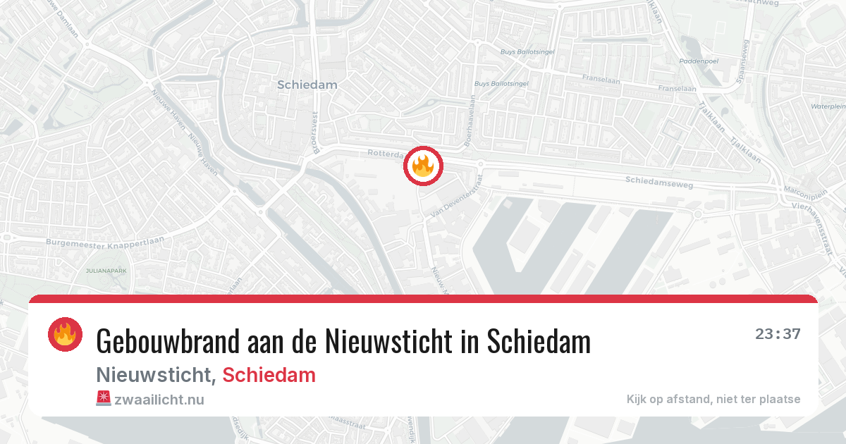 Gebouwbrand aan de Nieuwsticht in Schiedam — 30 mrt 2026
