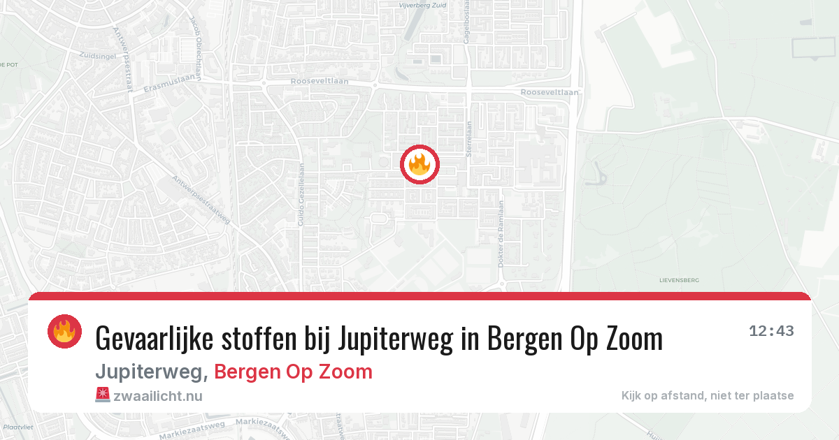 Gevaarlijke stoffen bij Jupiterweg in Bergen Op Zoom — 5 feb 2026